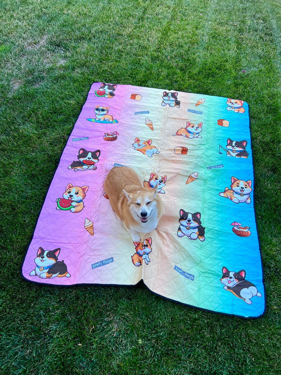 Corgi Picnic/Beach Blanket (Rainbow) – PAWTY THINGS