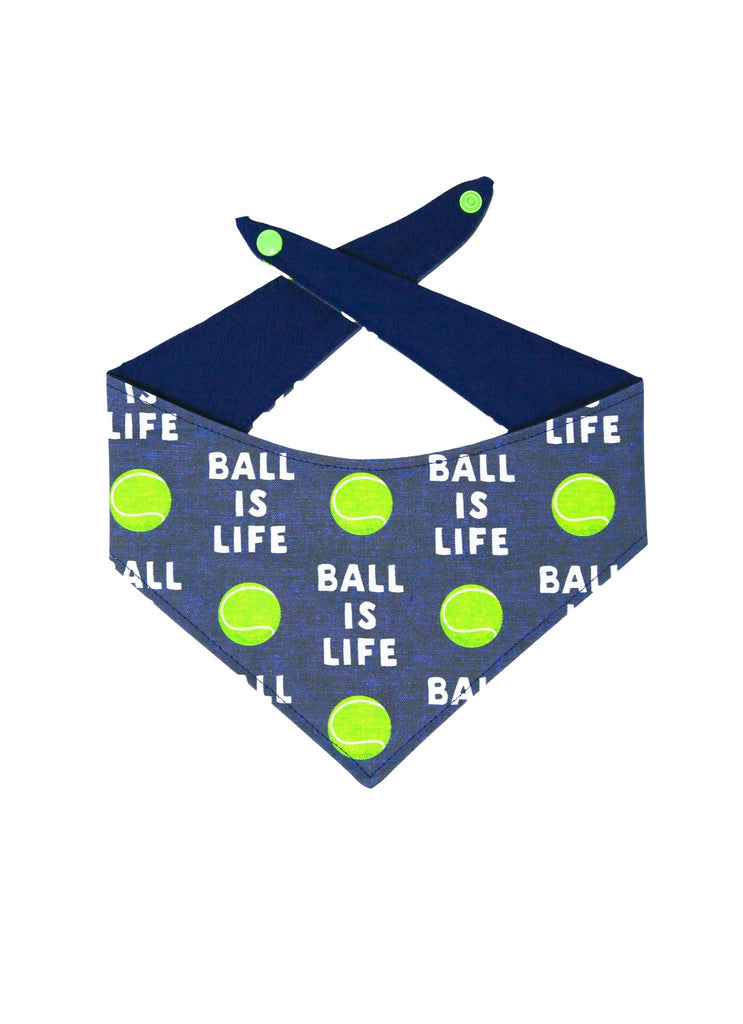 Ball Is Life - Tie & Snap Dog Bandana (Navy) - PAWTY THINGS