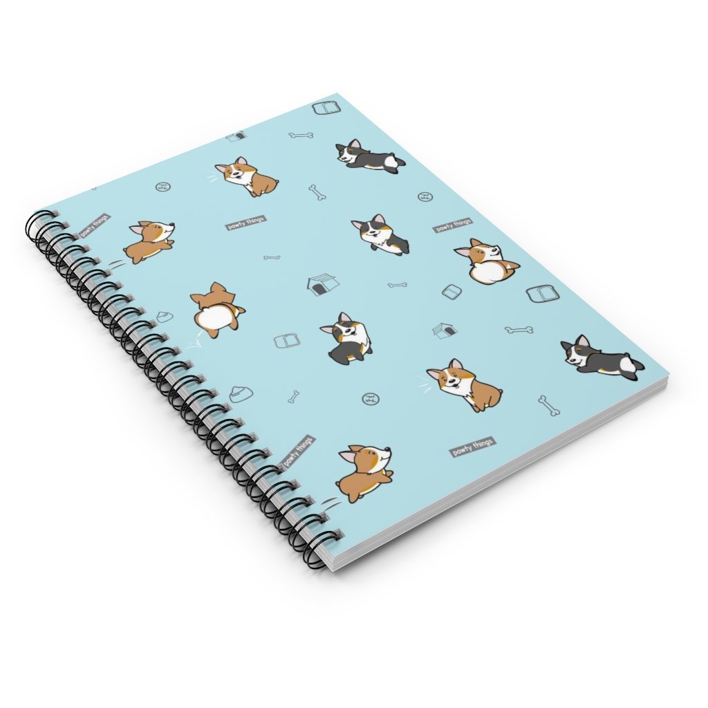 Corgi Spiral Notebook - Ruled Line (Blue) - PAWTY THINGS