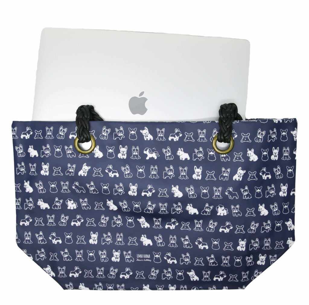 Frankie Frenchie Large Tote Bag (Navy) - PAWTY THINGS