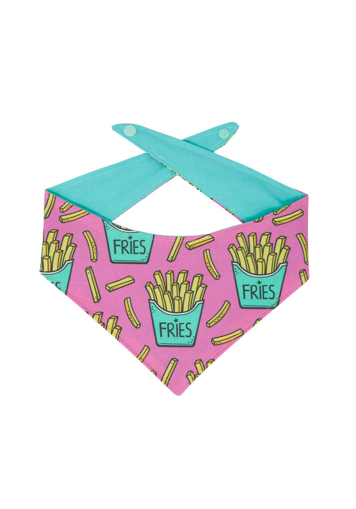 Fries - Tie & Snap Dog Bandana (Turquoise) - PAWTY THINGS