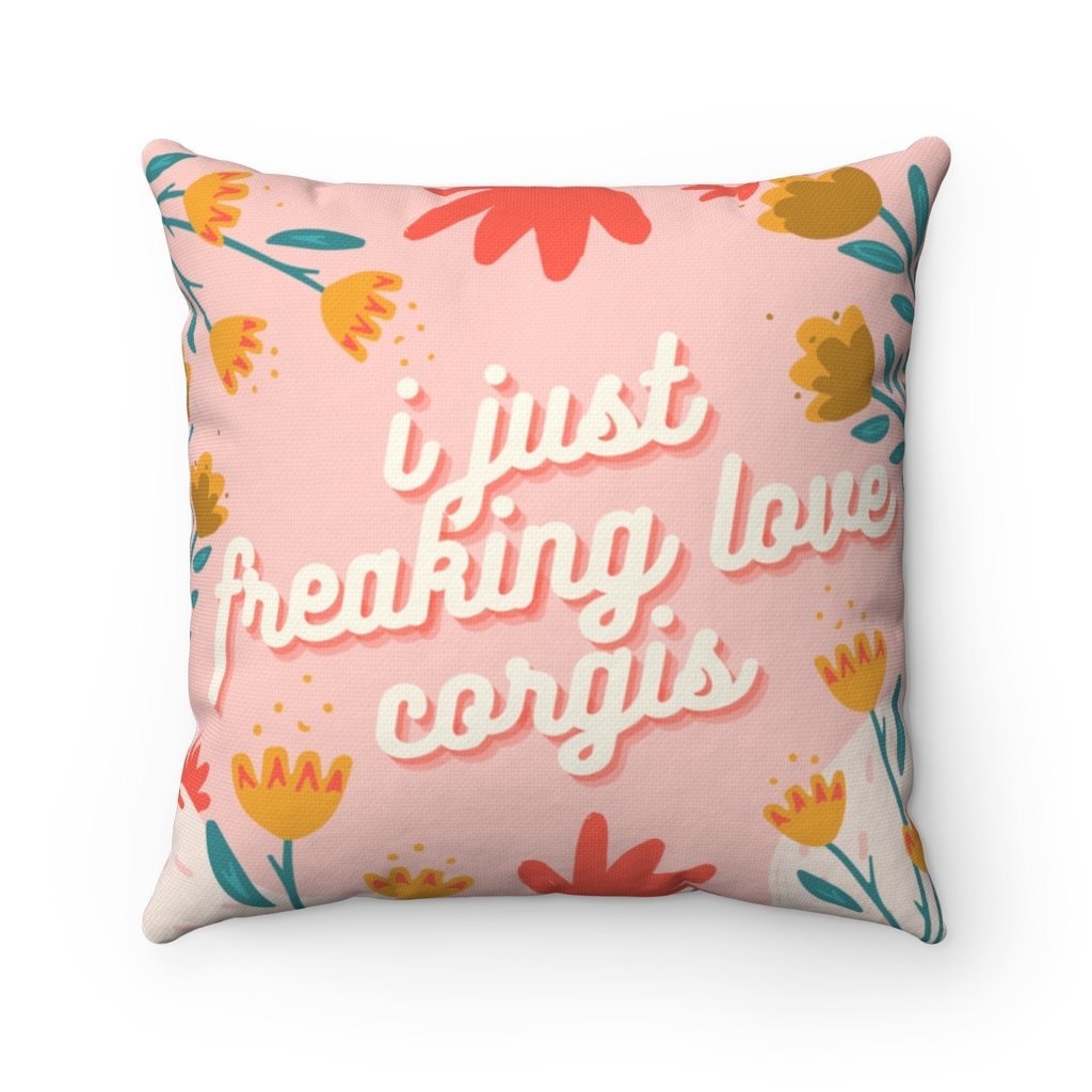 i just freaking love corgis Square Pillow - PAWTY THINGS