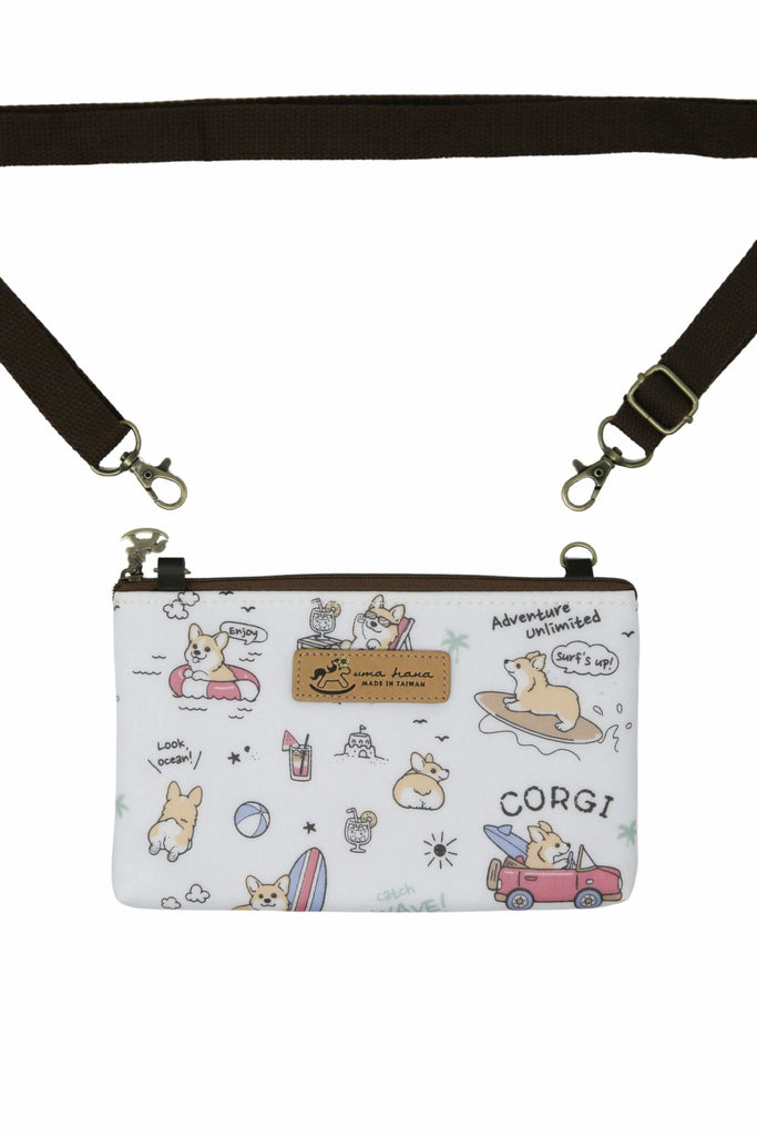 Lia Corgi Small Crossbody Bag (White - Beach) - PAWTY THINGS