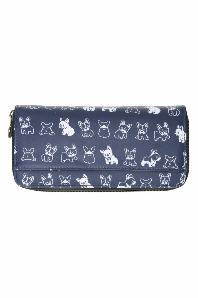 Louie Frenchie Long Wallet (Navy) - PAWTY THINGS