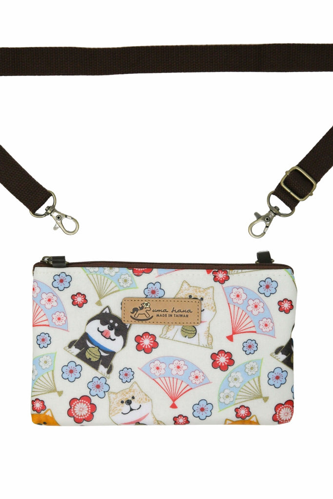 Miko Shiba Small Crossbody Bag (Cream-Sakura) - PAWTY THINGS