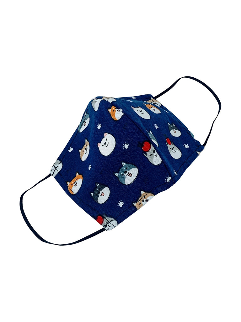 Shiba 3D Washable Face Mask (Navy) - PAWTY THINGS