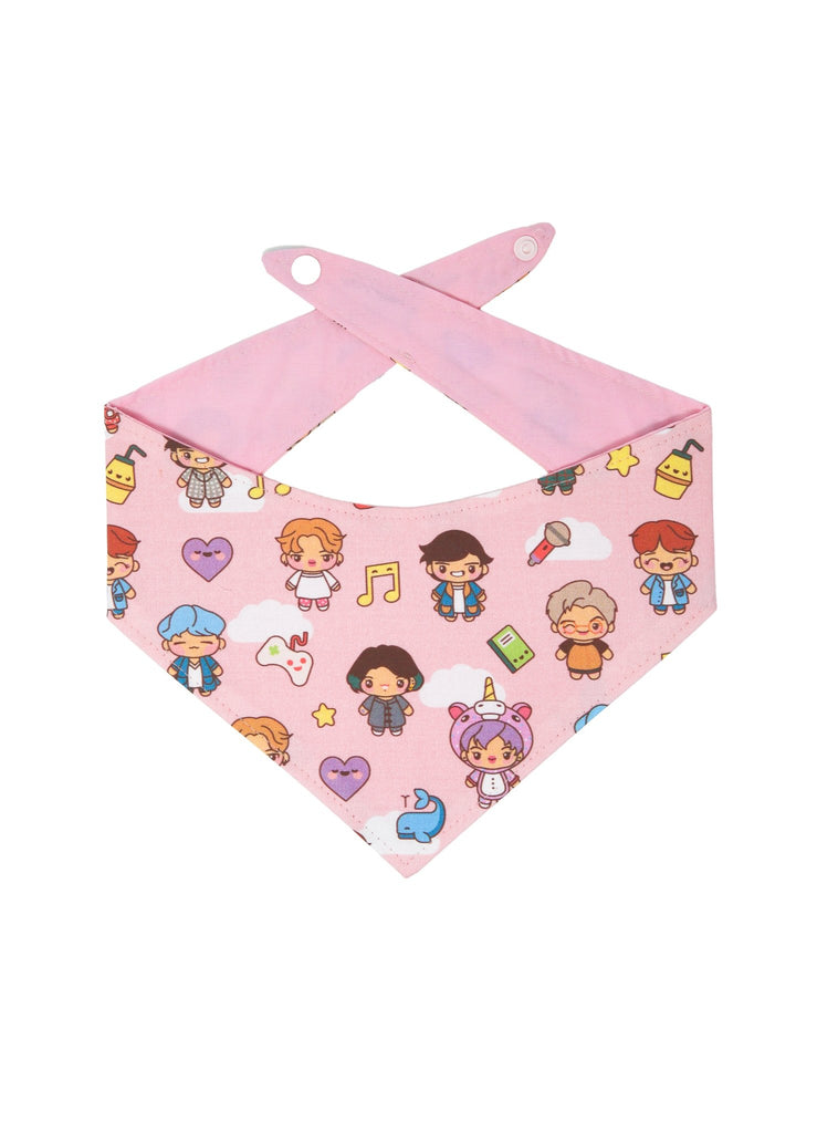 The A.R.M.Y. - Tie & Snap Dog Bandana (Baby Pink) - PAWTY THINGS