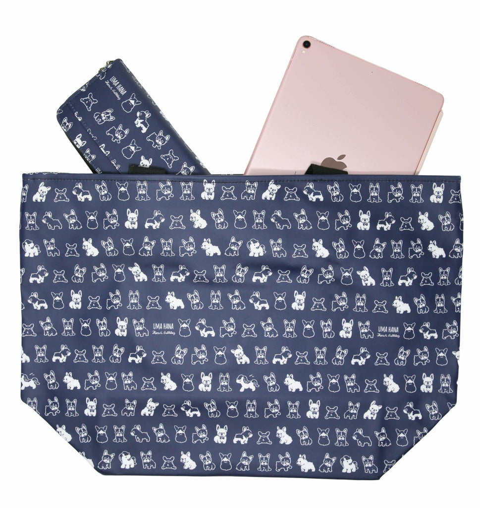 Winston Frenchie Large Tote Bag (Navy) - PAWTY THINGS