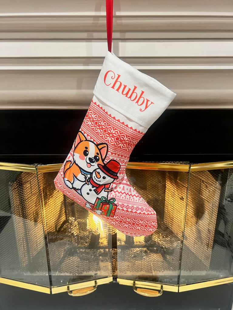 Custom Corgi - mas Stocking - PAWTY THINGS