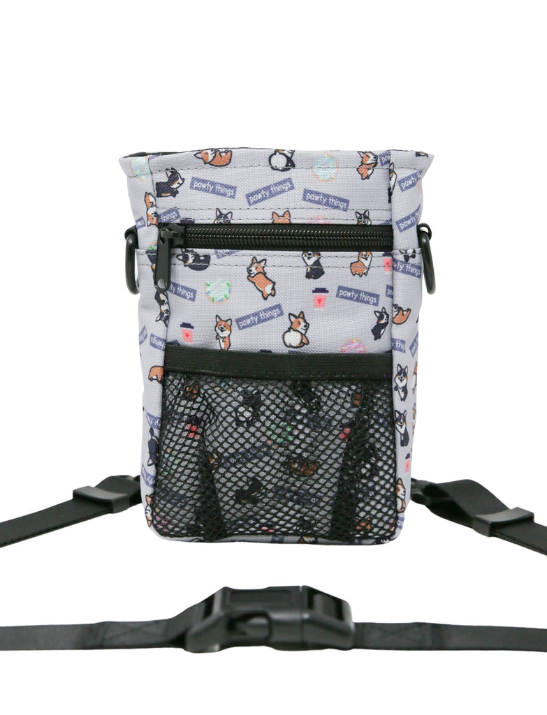 Corgi Treat Training Pouch (Gray - Coffee & Donuts) - PAWTY THINGS