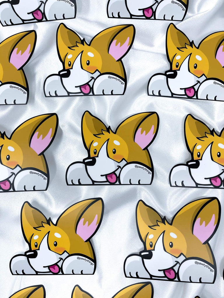 PAWTY THINGS Peeking Corgi Sticker - Fawn - PAWTY THINGS