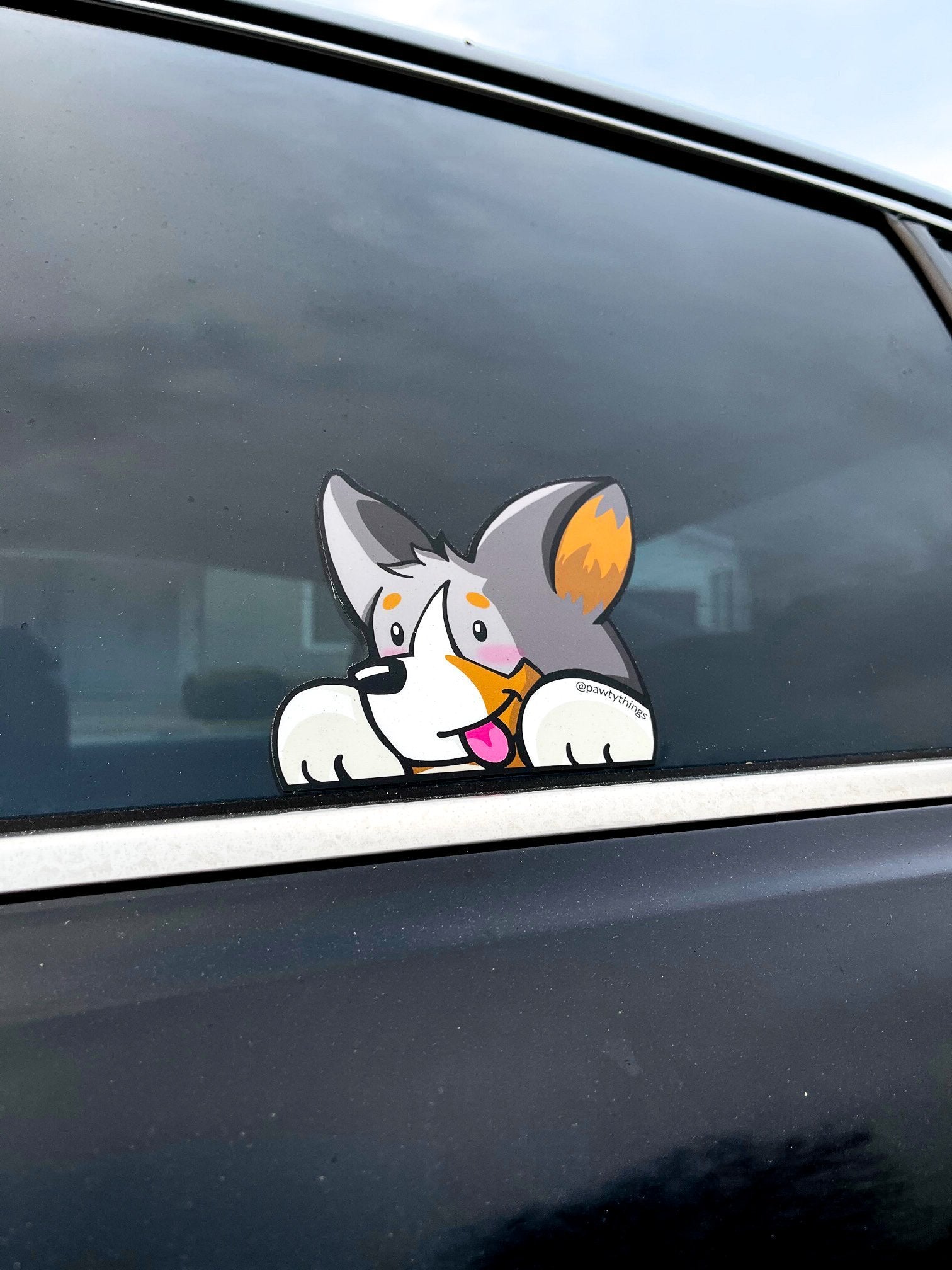 Peeking corgi hotsell car decal